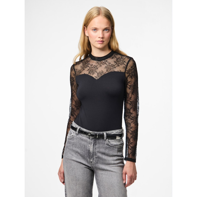 PIECES Milly L/S Blonde Bodystocking - Sort