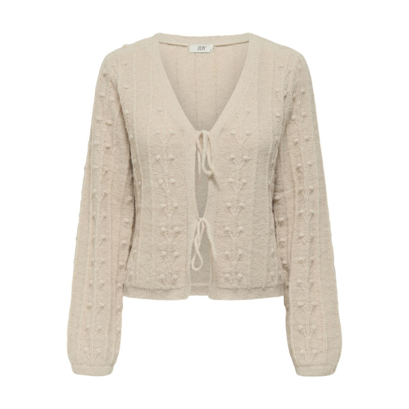 JDY Sigrid L/S Tie Strik Cardigan - Cement