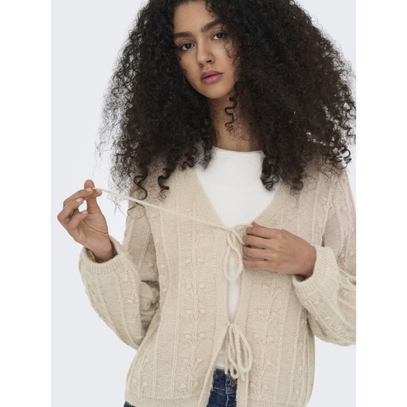 JDY Sigrid L/S Tie Strik Cardigan - Cement