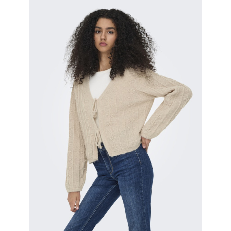 JDY Sigrid L/S Tie Strik Cardigan - Cement