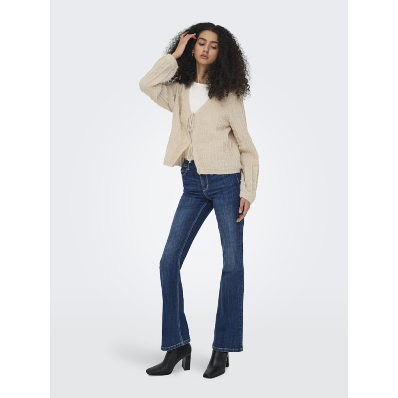 JDY Sigrid L/S Tie Strik Cardigan - Cement