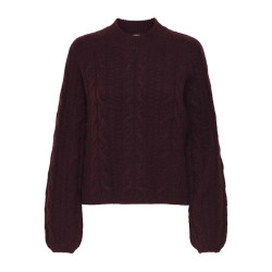 JDY Silja L/S Kabelstrik Sweater - Maroon Banner