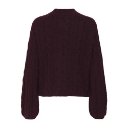 JDY Silja L/S Kabelstrik Sweater - Maroon Banner