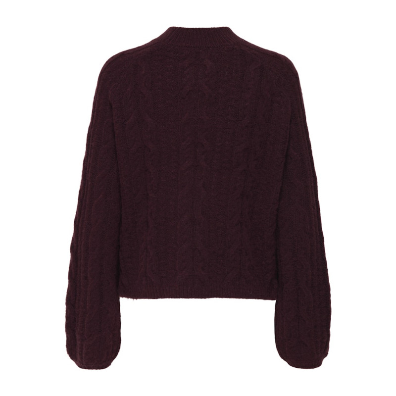 JDY Silja L/S Kabelstrik Sweater - Maroon Banner