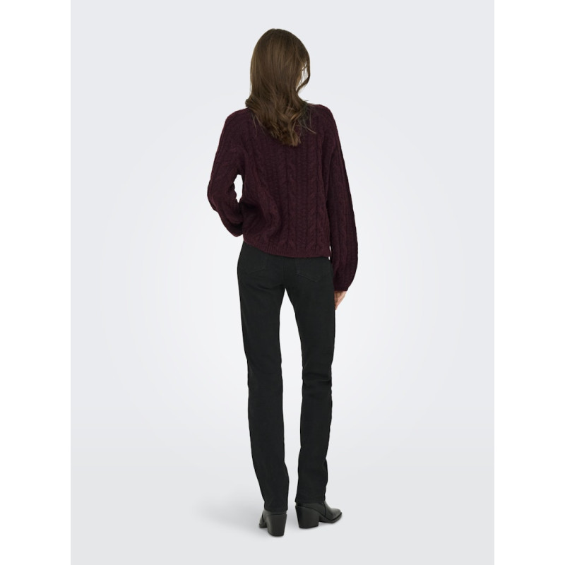 JDY Silja L/S Kabelstrik Sweater - Maroon Banner