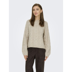 JDY Silja L/S Kabelstrik Sweater - Oatmeal