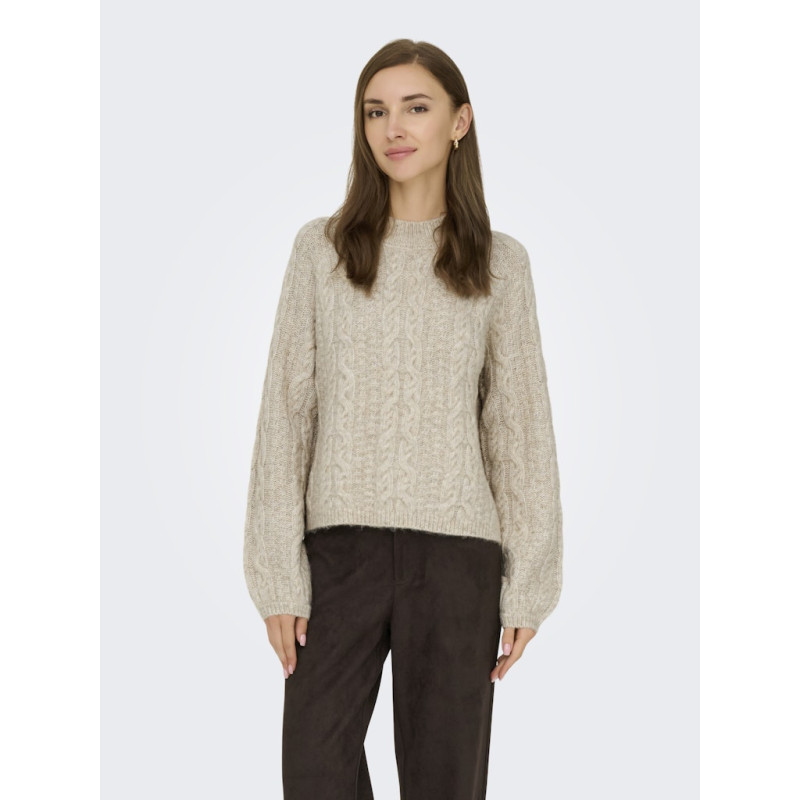 JDY Silja L/S Kabelstrik Sweater - Oatmeal