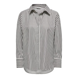 JDY Vesper Stribet Skjorte - Cloud Dancer / Chocolate Torte