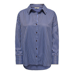 JDY Vesper Stribet Skjorte - Chocolate Torte / Medieval Blue