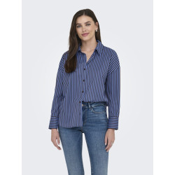 JDY Vesper Stribet Skjorte - Chocolate Torte / Medieval Blue