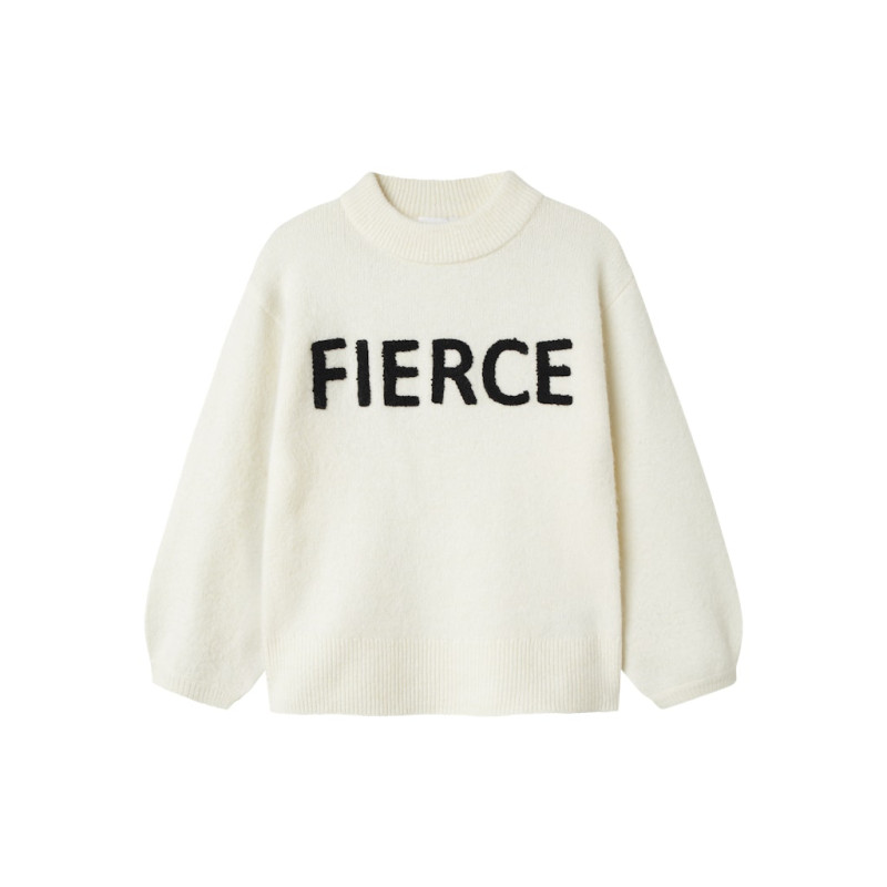 NAME IT KIDS Odessa L/S Strik Sweater - Cloud Dancer