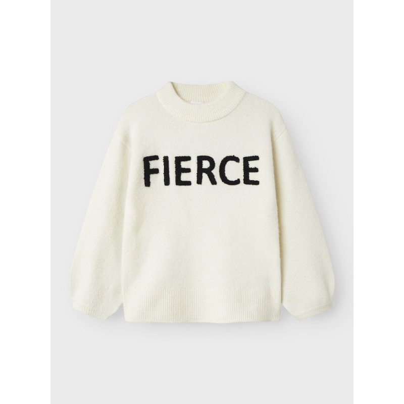 NAME IT KIDS Odessa L/S Strik Sweater - Cloud Dancer