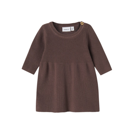NAME IT BABY Olivina L/S Strik Kjole - Peppercorn