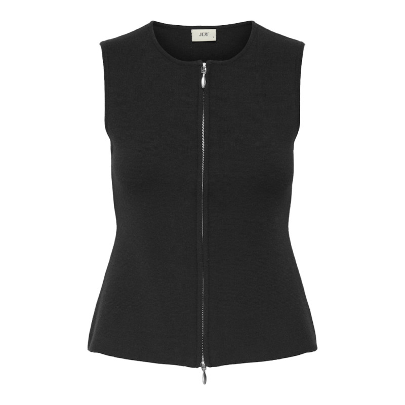 JDY Riley S/L Two Way Lynlås Strik Vest - Sort