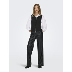 JDY Riley S/L Two Way Lynlås Strik Vest - Sort