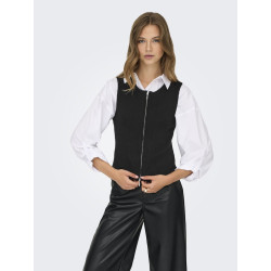 JDY Riley S/L Two Way Lynlås Strik Vest - Sort