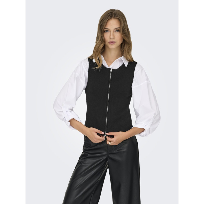 JDY Riley S/L Two Way Lynlås Strik Vest - Sort