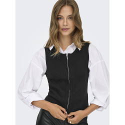 JDY Riley S/L Two Way Lynlås Strik Vest - Sort