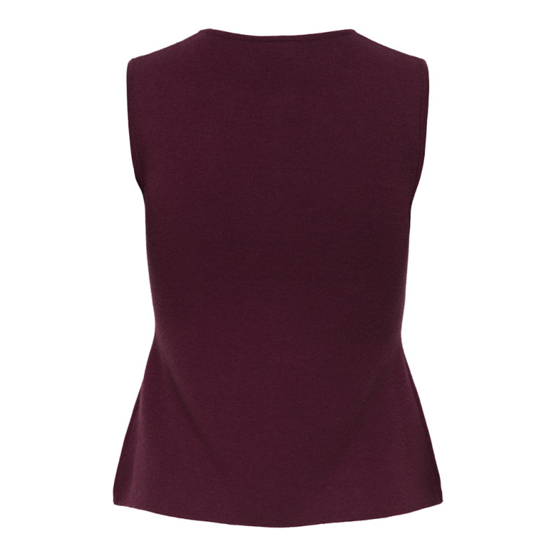 JDY Riley S/L Two Way Lynlås Strik Vest - Maroon Banner
