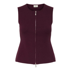 JDY Riley S/L Two Way Lynlås Strik Vest - Maroon Banner