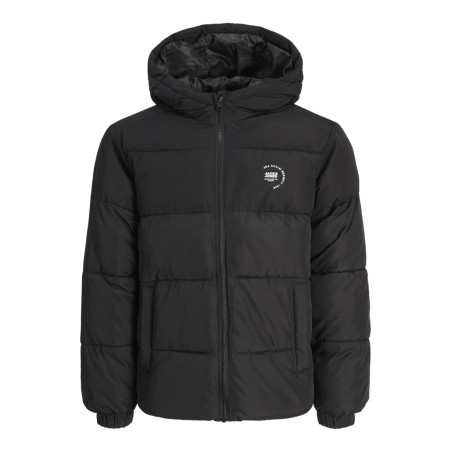 JACK & JONES Maze Logo Puffer Hoodie - Sort
