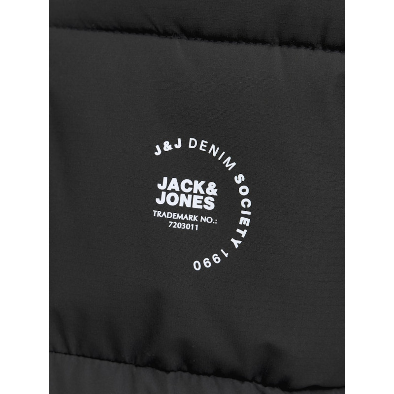 JACK & JONES Maze Logo Puffer Hoodie - Sort