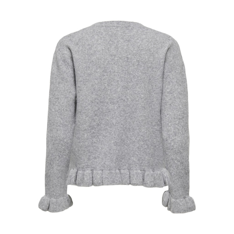 ONLY Rima L/S Flæse Strik Knap Cardigan - Light Grey Melange