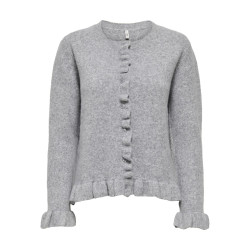 ONLY Rima L/S Flæse Strik Knap Cardigan - Light Grey Melange