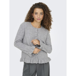 ONLY Rima L/S Flæse Strik Knap Cardigan - Light Grey Melange