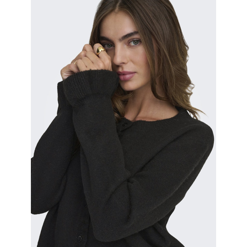 ONLY Rima L/S Flæse Strik Knap Cardigan - Sort