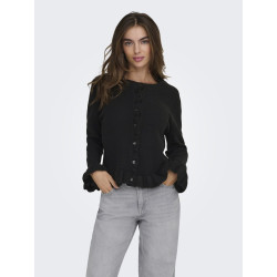 ONLY Rima L/S Flæse Strik Knap Cardigan - Sort