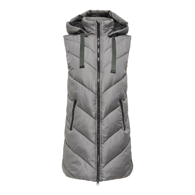 JDY Skylar Padded Hood Vest - Steel Gray