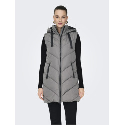 JDY Skylar Padded Hood Vest - Steel Gray