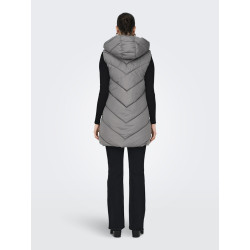 JDY Skylar Padded Hood Vest - Steel Gray