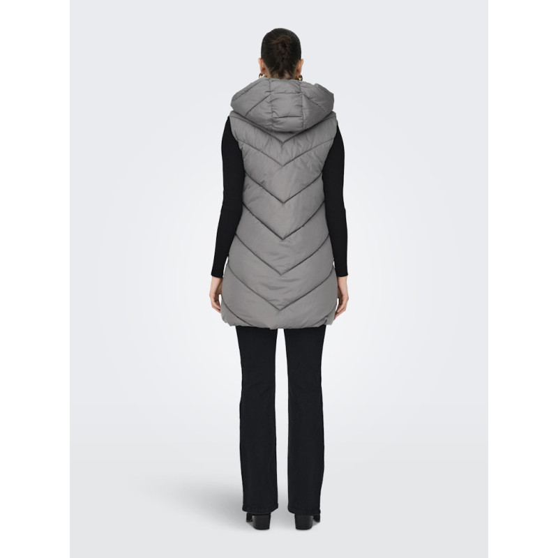 JDY Skylar Padded Hood Vest - Steel Gray