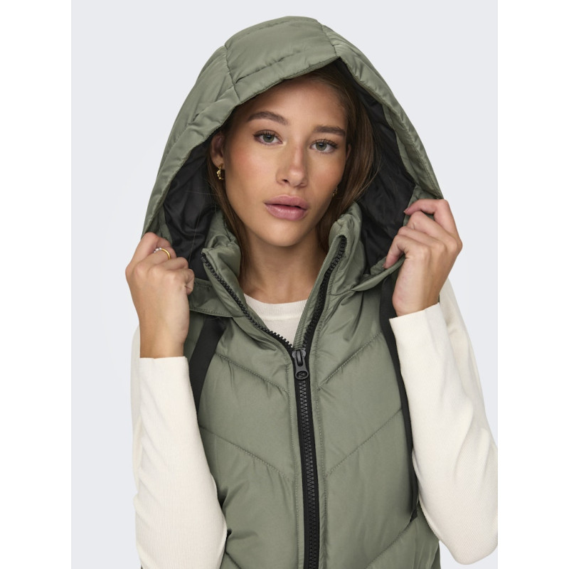 JDY Skylar Padded Hood Vest - Vetiver