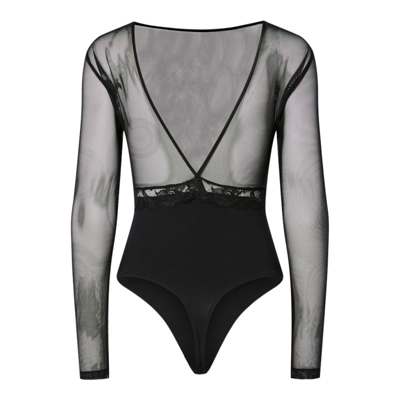 PIECES Sicca L/S Bodystocking - Sort