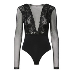 PIECES Sicca L/S Bodystocking - Sort