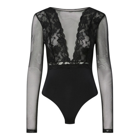 PIECES Sicca L/S Bodystocking - Sort