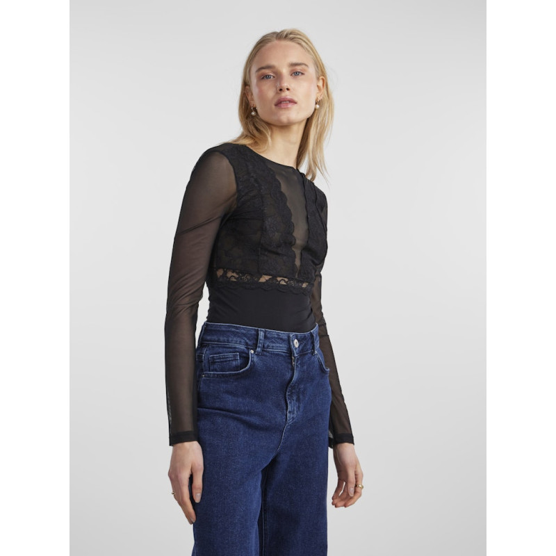 PIECES Sicca L/S Bodystocking - Sort