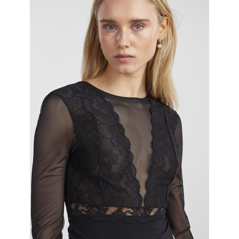 PIECES Sicca L/S Bodystocking - Sort