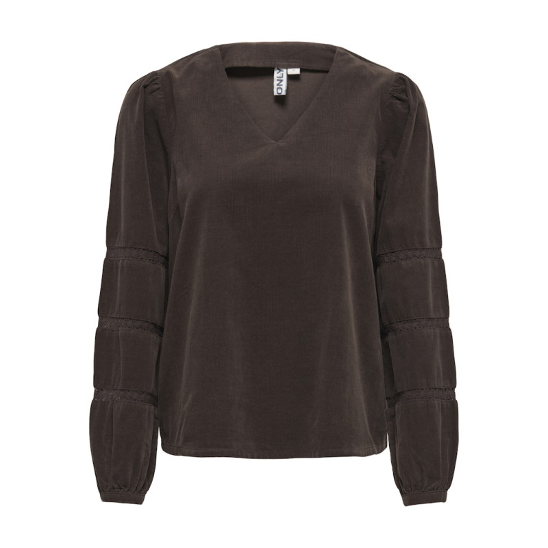 ONLY Aime L/S Fløjl Bluse - Coffee Bean