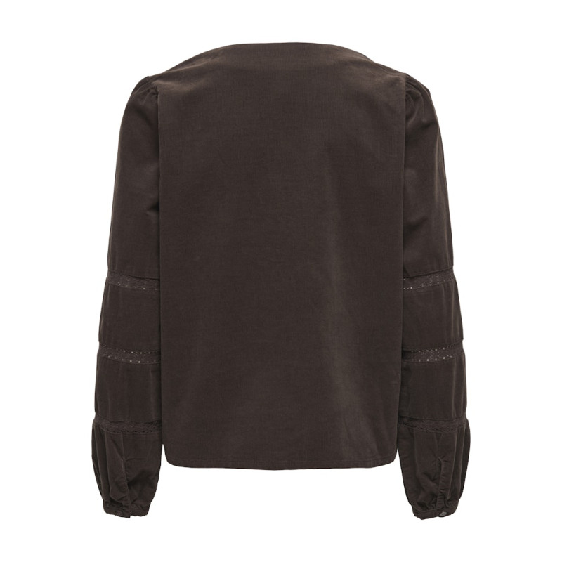 ONLY Aime L/S Fløjl Bluse - Coffee Bean