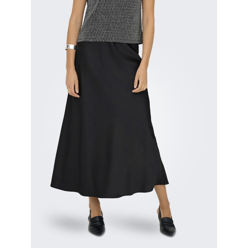 ONLY Mika Satin Lang Nederdel - Sort
