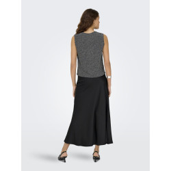 ONLY Mika Satin Lang Nederdel - Sort