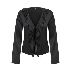 ONLY Mika Satin L/S Flæse Bluse - Sort
