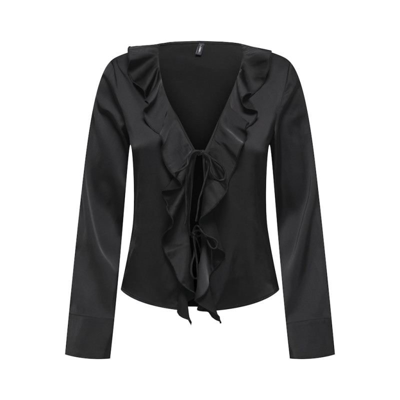 ONLY Mika Satin L/S Flæse Bluse - Sort