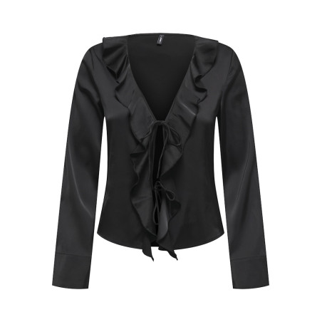 ONLY Mika Satin L/S Flæse Bluse - Sort