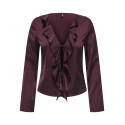 ONLY Mika Satin L/S Flæse Bluse - Decadent Chocolate