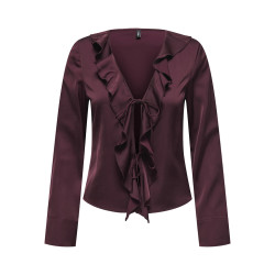 ONLY Mika Satin L/S Flæse Bluse - Decadent Chocolate